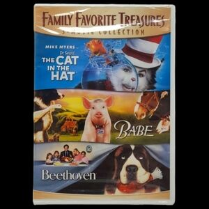 NEW SEALED DVD 3 MOVIE COLLECTION "THE CAT IN THE HAT" "BEETHOVEN" "BABE"